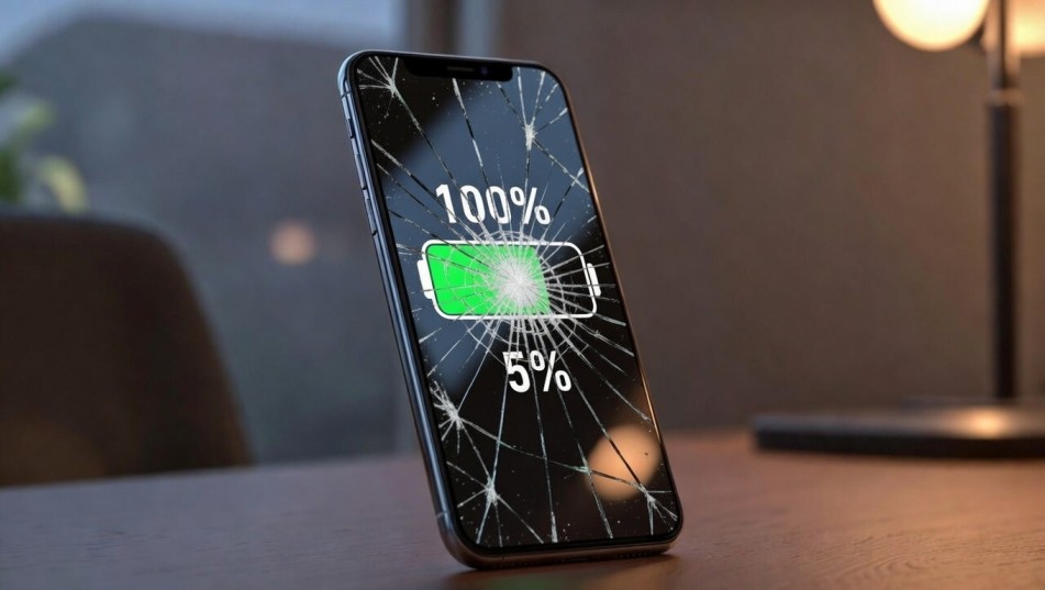 Smartphone battery draining quickly with low battery warning on screen